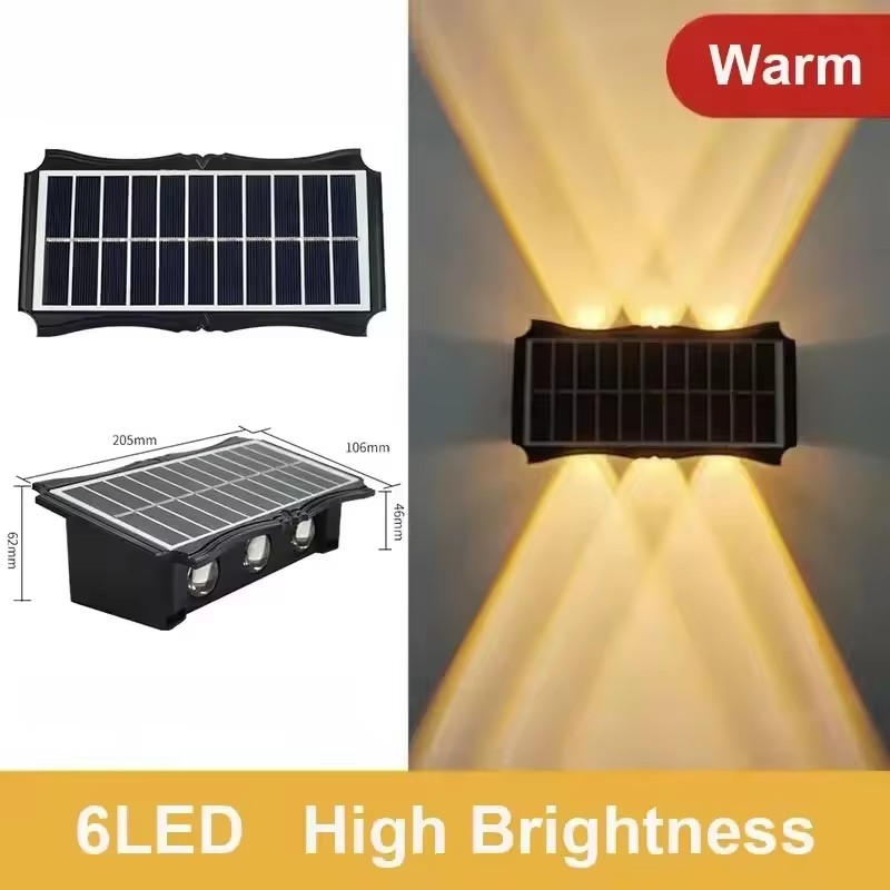 Zonne-wandlamp buiten zonne-LED-licht waterdicht op en neer lichtgevende verlichting balkon tuin tuindecoratie zonne-verlichting: WHITE