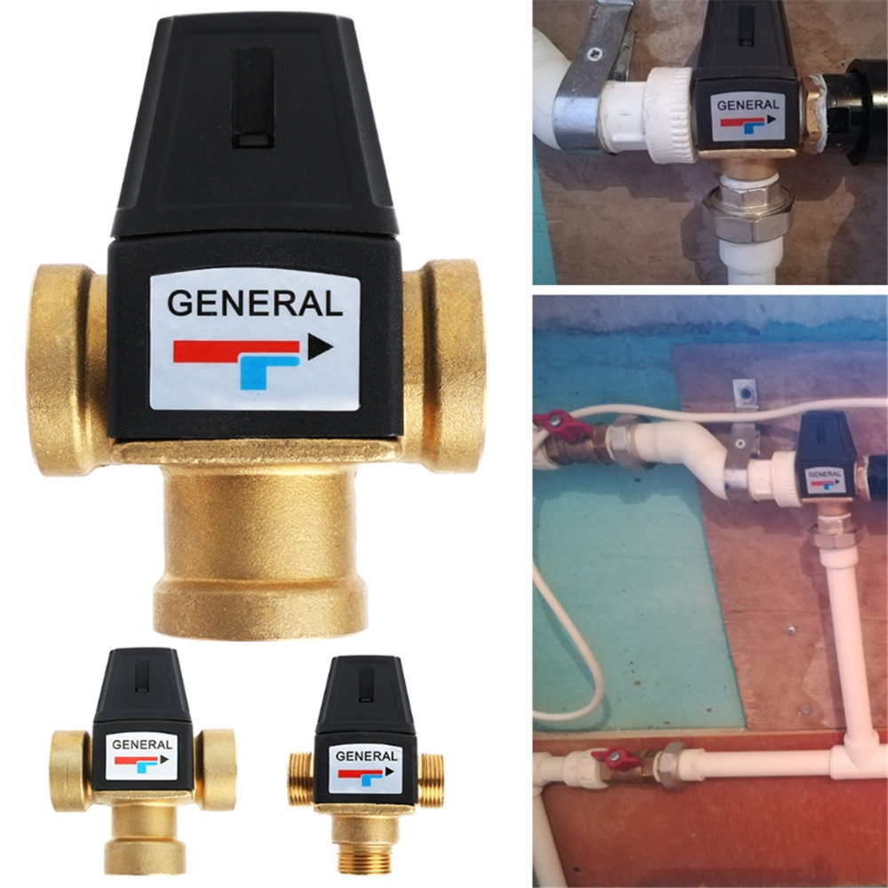 Brass DN20/DN25 Male Female Thread Brass thermostatic mixing valve and cold water automatic thermostatic mixing valve