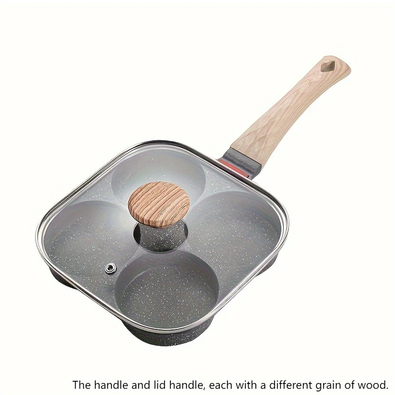 Padella per uova multifunzionale da 1 pezzo con coperchio - Adatta per pancake all'uovo compatibile con fornello a gas e piano cottura a induzione: Black