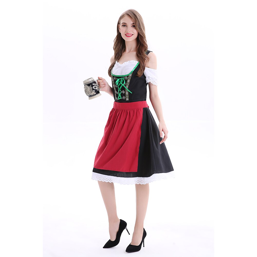 Germany Bavarian Oktoberfest Beer Girl Costume Maid Wench Fancy Dress Dirndl For Adult Women