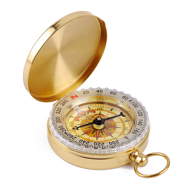 1pcs Compass Outdoor Camping Hiking Survival Tool Portable Pocket Brass Copper Compass Navigation with Noctilucence Display