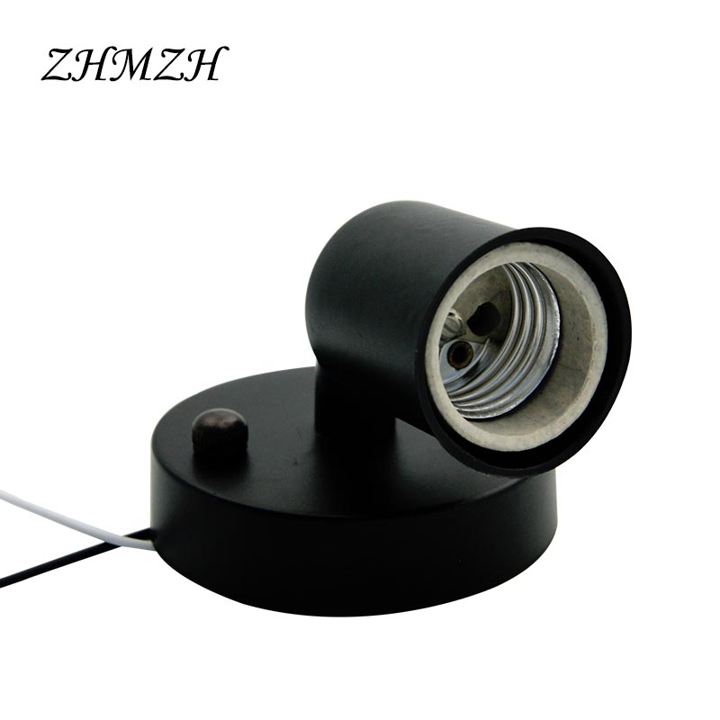 E27 Lamp Houder 180 Graden Bestuurbare E14 Plafond Plaat Ijzer Hanglamp Basis Hittebestendige Keramische Schroef Voor Lamp: Black / e27