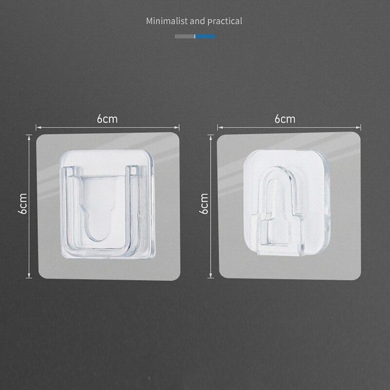 1 Pair Double Sided Wall Adhesive Hook Paste Plug Socket Holder Cable Storage Plug Fixing Organize Seamles Waterproof Reusable