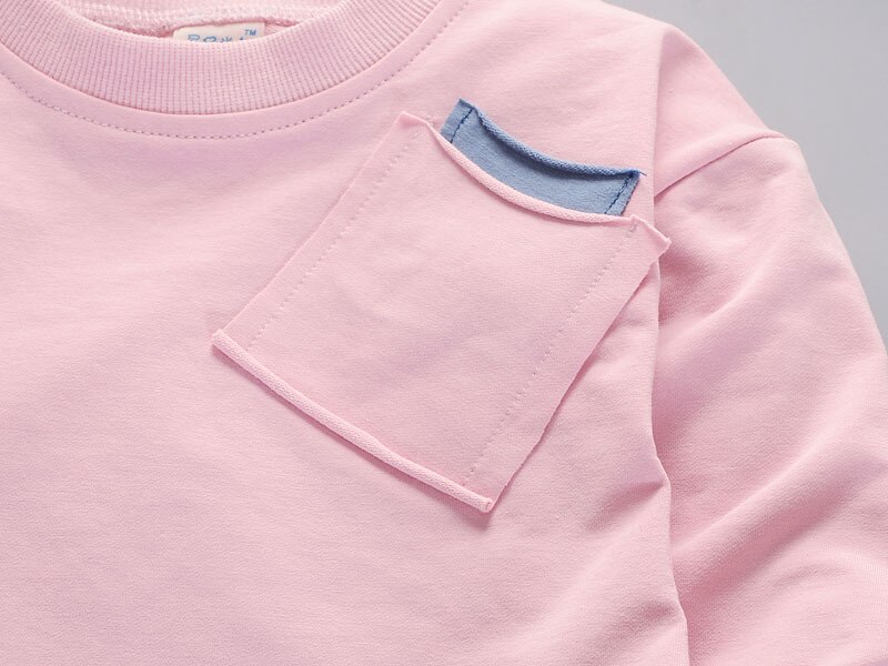 AiLe Rabbit children's clothes set Boys Girls Spring Autumn Long Sleeve Top Pants 2 Piece Set Pocket Decoration 3 color