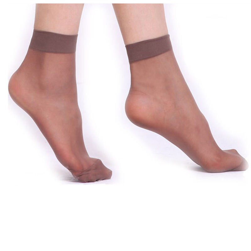 Chaussettes transparentes pour femmes, 10 paires de chaussettes de , en soie fine, été: coffee(10 Pairs)