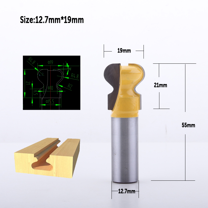 CHWJW 1pc 8mm 1/2 &quot;Shank Klassieke Dubbele Vinger Hout Router Bit C3 Carbide Hout Lade Frezen houtbewerking Gereedschap: 12.7mmx19mm