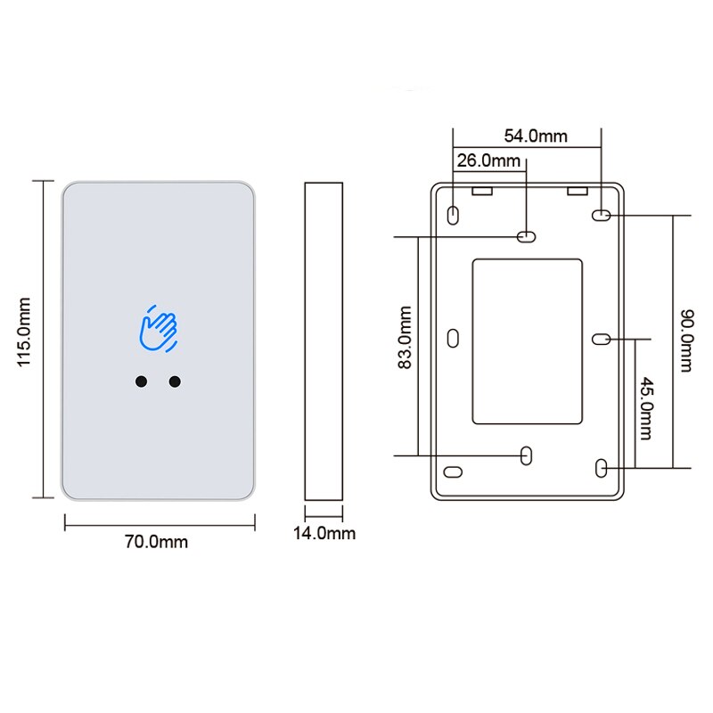 12V 24V Touchless Infrared Sensor Exit Button Door Release Switch Access Control Door Exit Button Time delay Adjustable