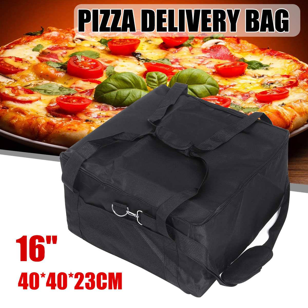 Bolsa de armazenamento de pano oxford, estojo portátil durável para entrega de pizza, recipiente de resistência térmica, caixa isolada de alimentos frescos, 16 Polegada