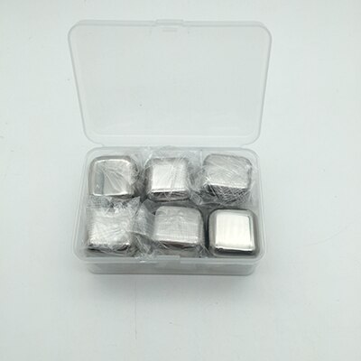 CHANOVEL Whisky Stones Ice Cubes Set Reusable 4/6/8 PCS Food Grade 304 Stainless Steel Wine Cooling Cube Chilling Bar Tool: 6PCS
