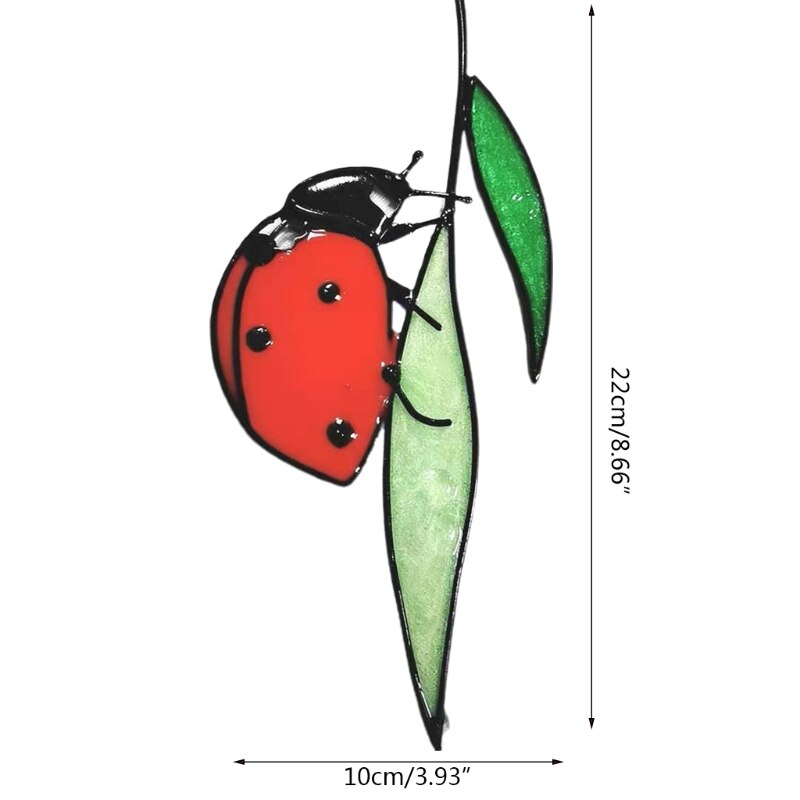 Ladybug Suncatcher Stained Glass Window Wall Door Hangings Family Office Car Decoration for Garden Ornament