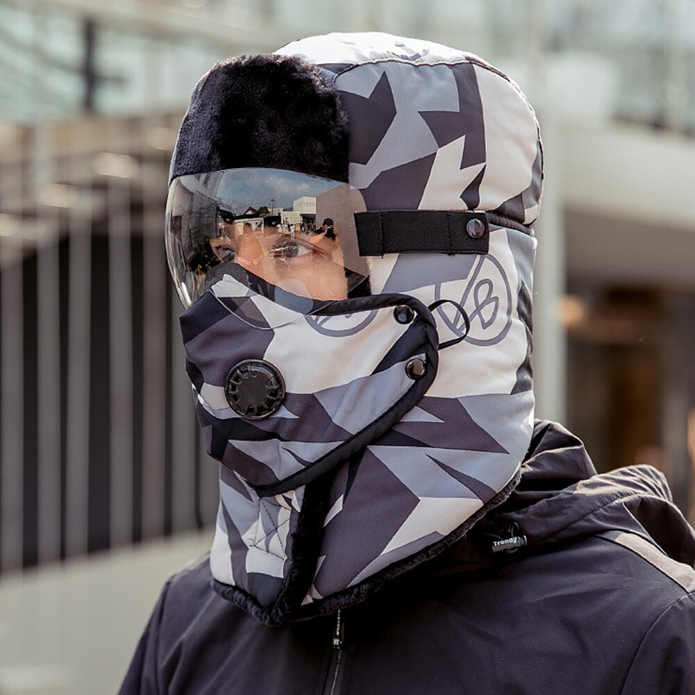 Winddicht Verstelbare Afneembare Gezicht Cover Outdoor Fietsen Camping Bomber Hoed Warm Houden Waterdichte Winter Volwassenen Met Bril