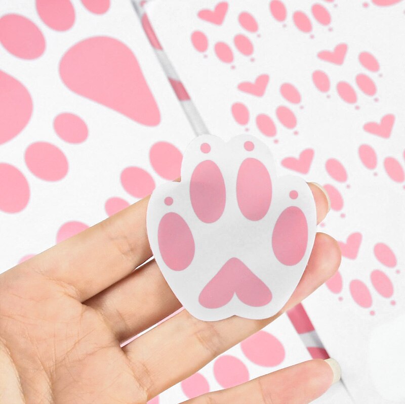 3 Sheets Cute Cartoon Rabbit Wall Stickers Decorative Pink Bunny Footprints Wall Window Decal For Easter Home Party Supplies