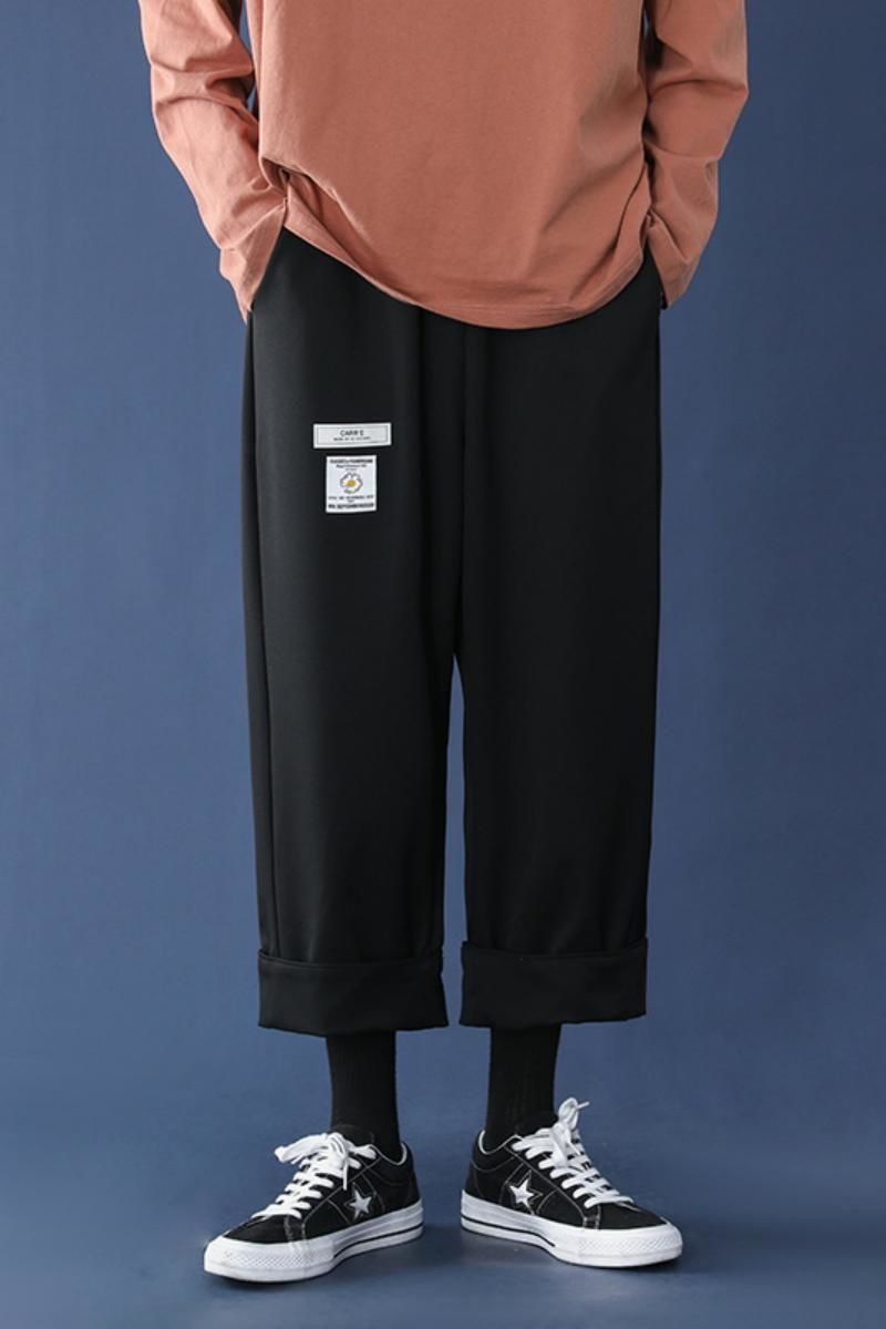 Loose Trend Casual Pants Men Drape Straight Wide-leg Trousers Spring Summer Solid All-match Elastic Waist Cloth Overalls
