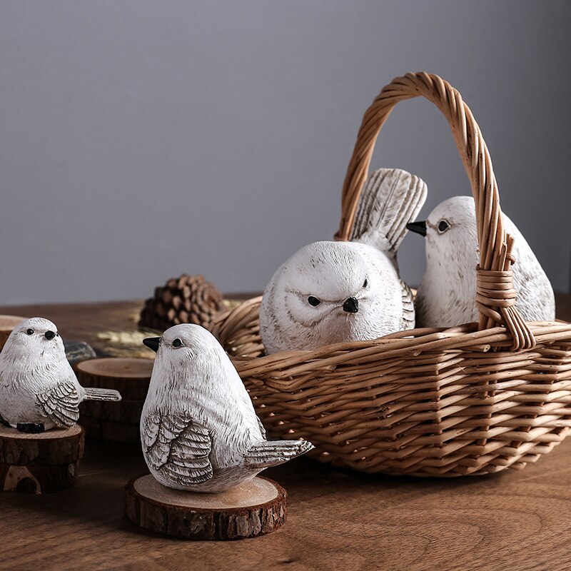 VILEAD Resin Bird Ornaments Cute Simulation Bird Figurines Statue of Home Decoration Hotel Office Desktop Decor Sculpture Crafts