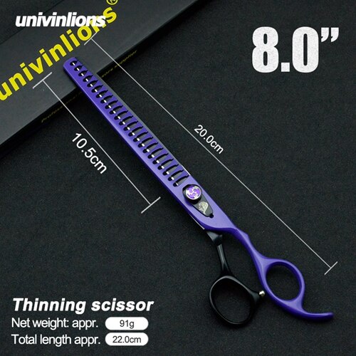 Tijeras profesionales de 8 &quot;para perros y gatos, tijeras para cortar el pelo de tiburón, hueso de pescado, herramientas de aseo, Tesoura: plum
