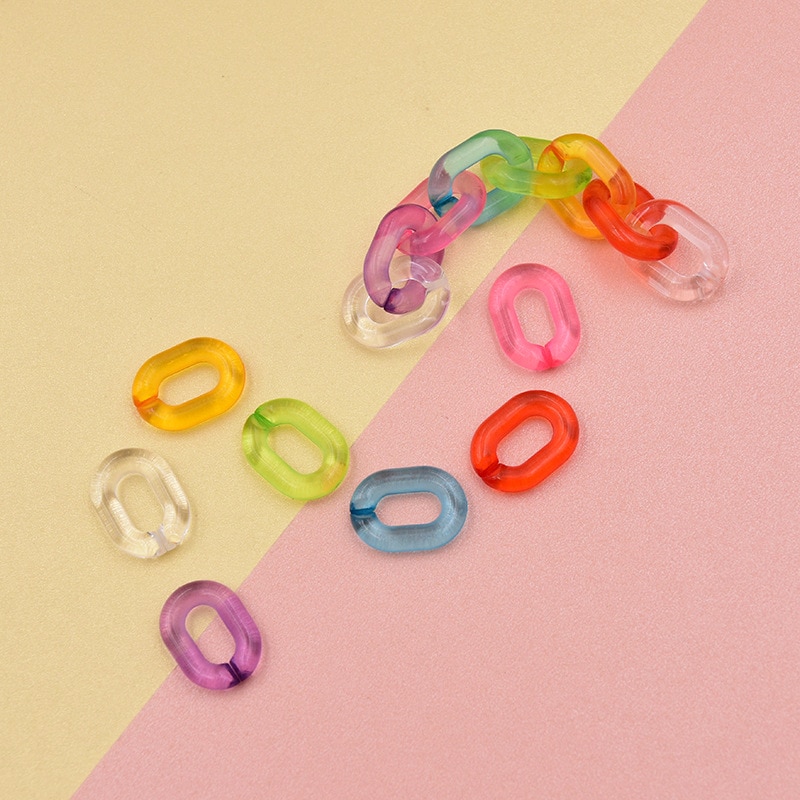 100Pcs 20*14MM Candy Color Combination Split Acrylic Chain Connectors For DIY Jewelry Making Sunglass Chain Jewelry Accessories