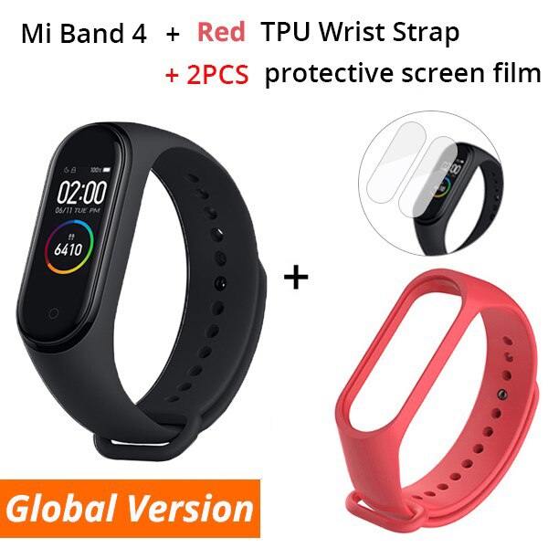 Originale Xiao mi mi fascia 4 Globale versione Di Smart braccialetto 3 Di colore schermo AMOLED mi FASCIA 4 Fitness Traker Bluetooth smartband: GL n Red Strap