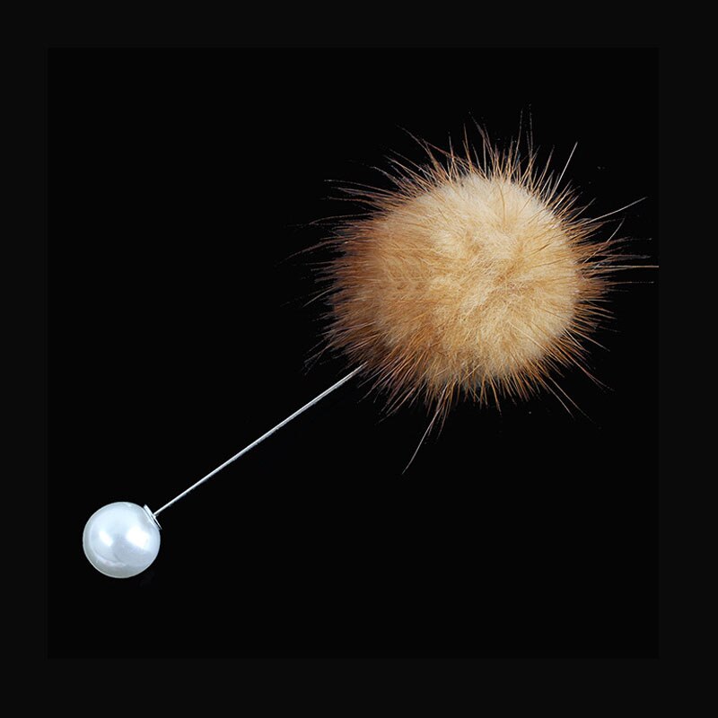 Leuke Charm Gesimuleerde Pearl Broche Pins Voor Vrouwen Koreaanse Bont pompom Bal Piercing Revers Broches Kraag Sieraden 26: Khaki