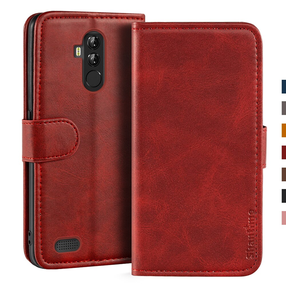 Case Voor Leagoo M9 Pro Case Magnetische Wallet Leather Cover Voor Leagoo M9 Pro Stand Coque Telefoon Gevallen: Red