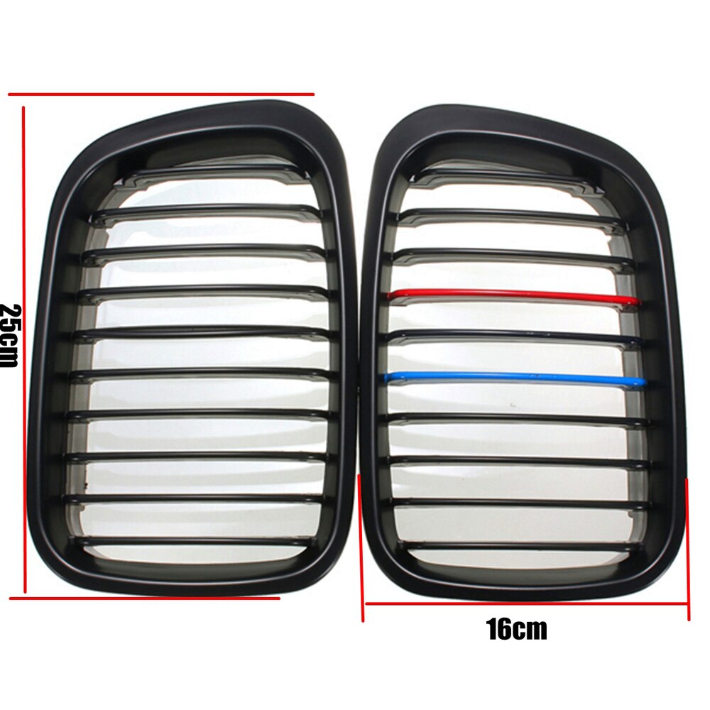 1 par de rejilla frontal estilo negro brillante M para BMW 3 Series E46 1998 1999 2000 2001 4 puertas 323 325 accesorios para automóviles
