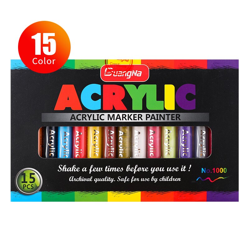 36 farver diy akryl penne mild liner akryl maler markør vandbaseret maling pen markører: 15 farvesæt