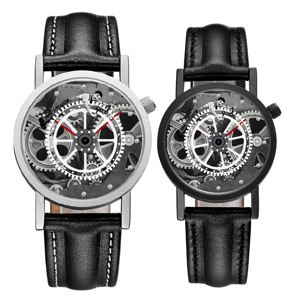 Fb81009 geliefden paar polshorloges tandwiel bewegende wijzerplaat luxe relojes