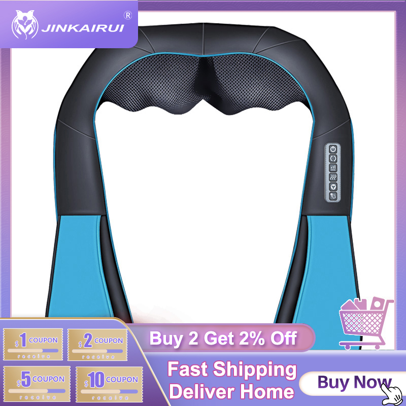 Ajouter au panier Code promo: 1111VENTE3 （25 € -3 €） JinKaiRui U forme électrique cou masseur châle rouleau chaleur Massage électrique douleur cou et épaule multi-fonction Massagem
