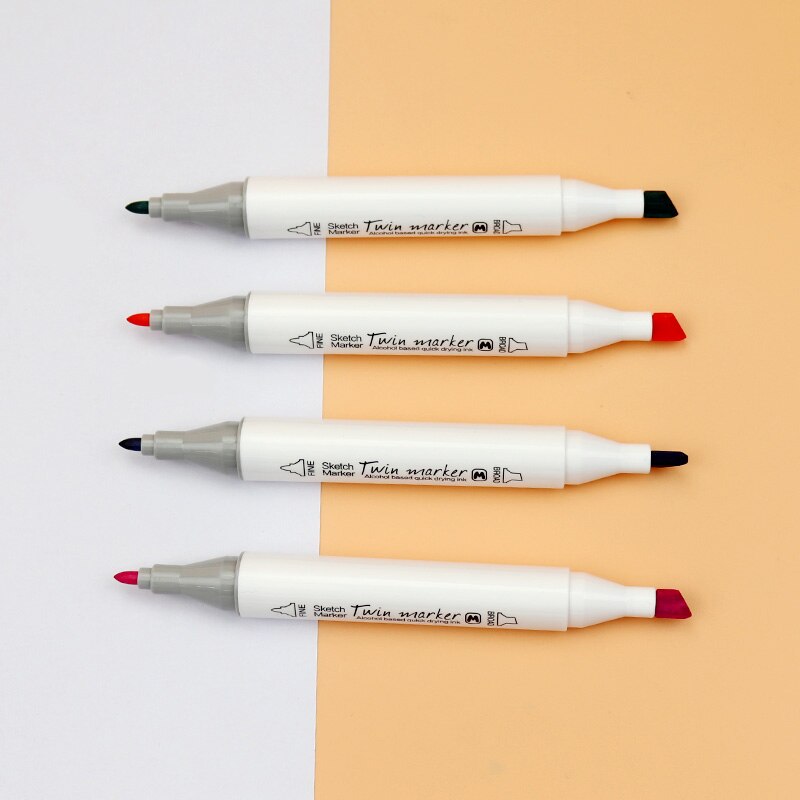 MOKEELO Markers Double Heads Triangle Pen Set 12/18/24/36/48 Colors Painting Marker Student Anime Hand-painted Color Pens 895