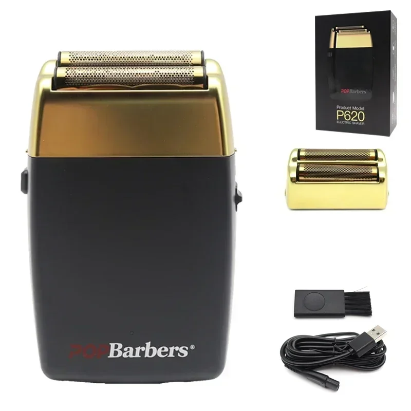 11000 RPM 7W Pop Barbers P620 Electric Men's Beard Trimmer Double Foil Shaver Electric Shaver USB Hair Clipper: light green