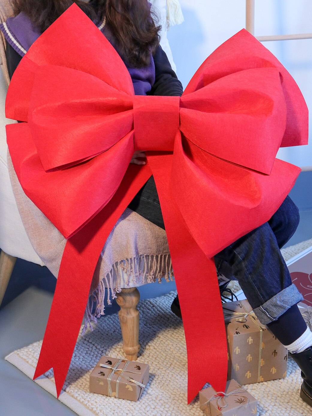 Lazo grande decorativo artesanal, accesorio hecho a mano para puerta de tienda, foto de Navidad, tienda de 4S, coche, boda, , festividades, decoración, lazo grande
