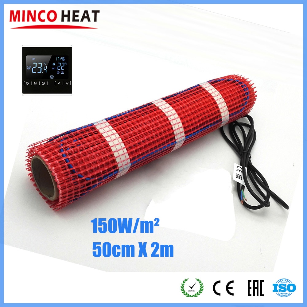 Minco heat 2m x 50cm laatan alla sementin lämmin lattialämmitysmatto 230v 150w