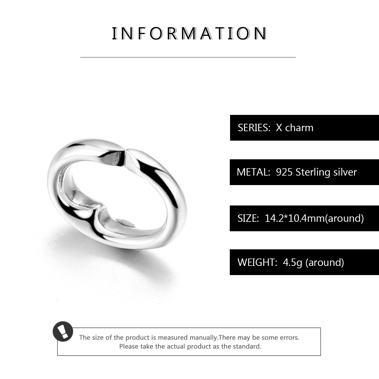 Round 925 Sterling Silver Charm fit punk rock bracelet Cuban chain men bracelet women jewelry Simple Style hand chain