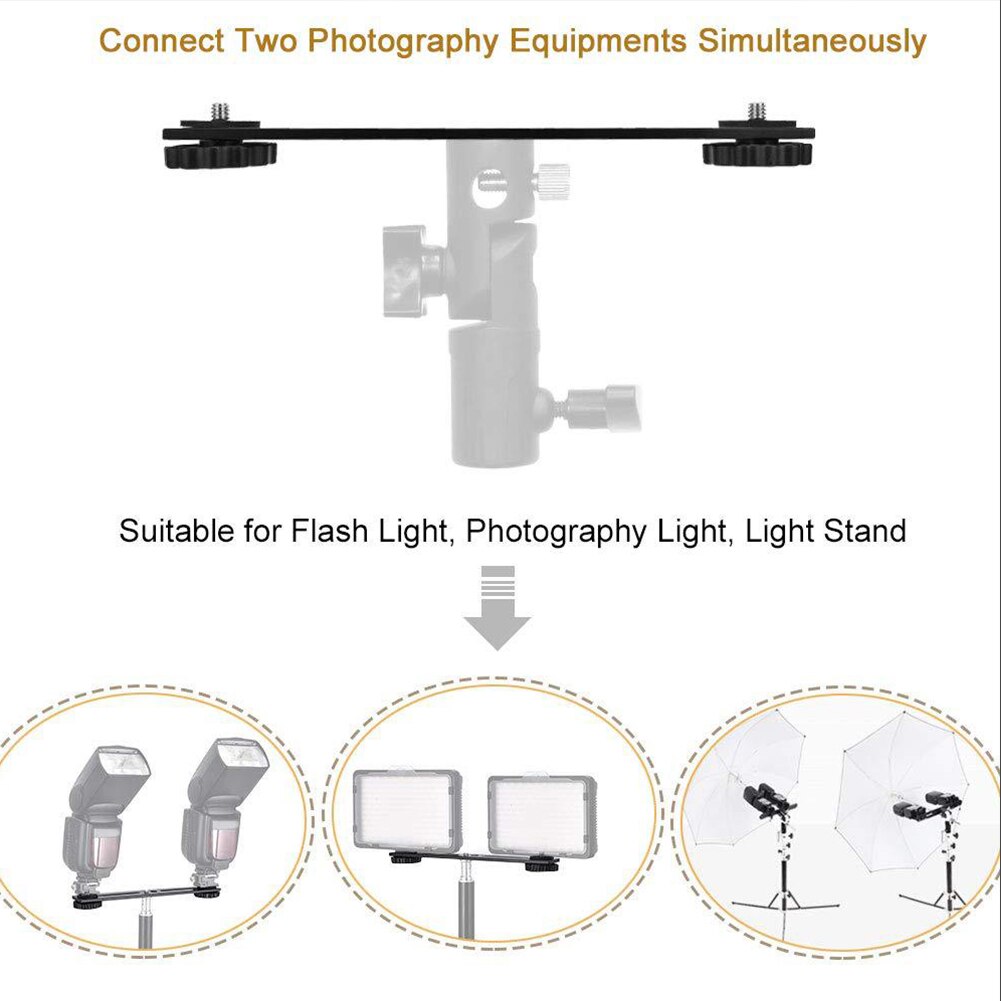 Universal Portable Photography Hot Shoe Mount Dual Head Easy Install Flash Bracket Travel Aluminum Alloy Extender Professional