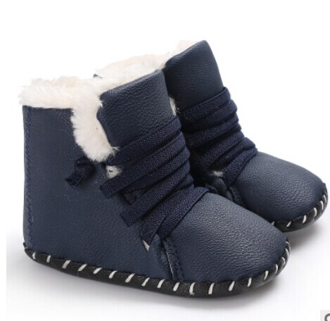 Bebê menina menino botas de neve couro bonito meia botas infantil novo fundo macio sapatos quentes casuais inverno 2018: Azul / 0-6 meses