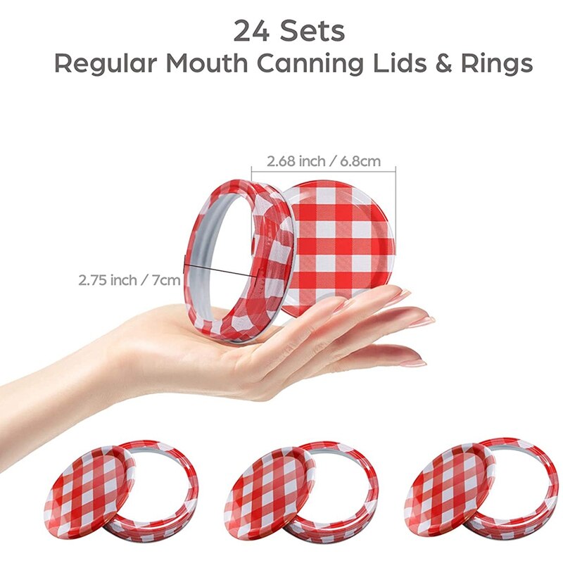 Inblikken Deksels En Ringen, 24 Sets Regelmatige Mond Inblikken Deksels Luchtdicht Lekvrij Mason Jar Caps Mason Pot Deksels
