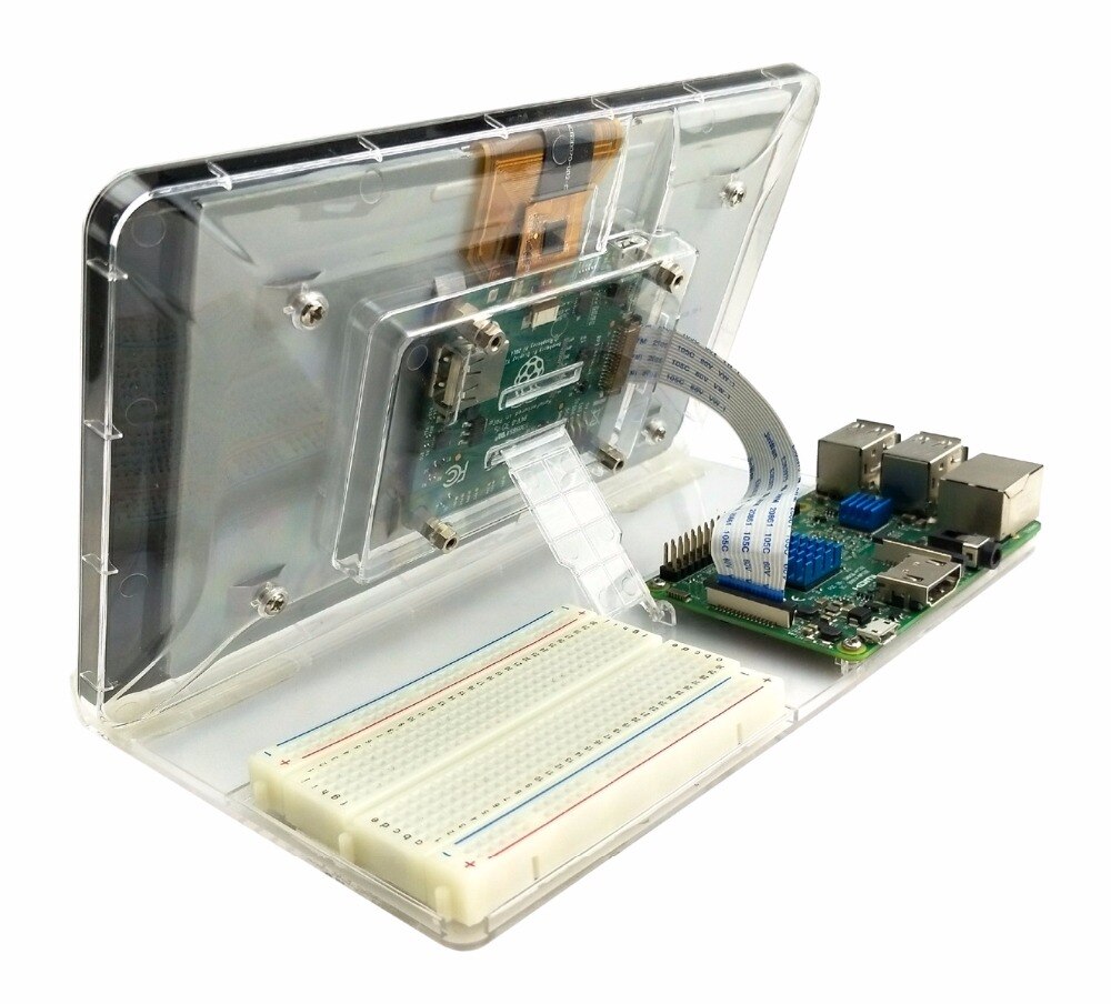 Raspberry Pi oficial, pantalla táctil de 7 pulgadas, funda transparente de ABS con soporte de ajuste