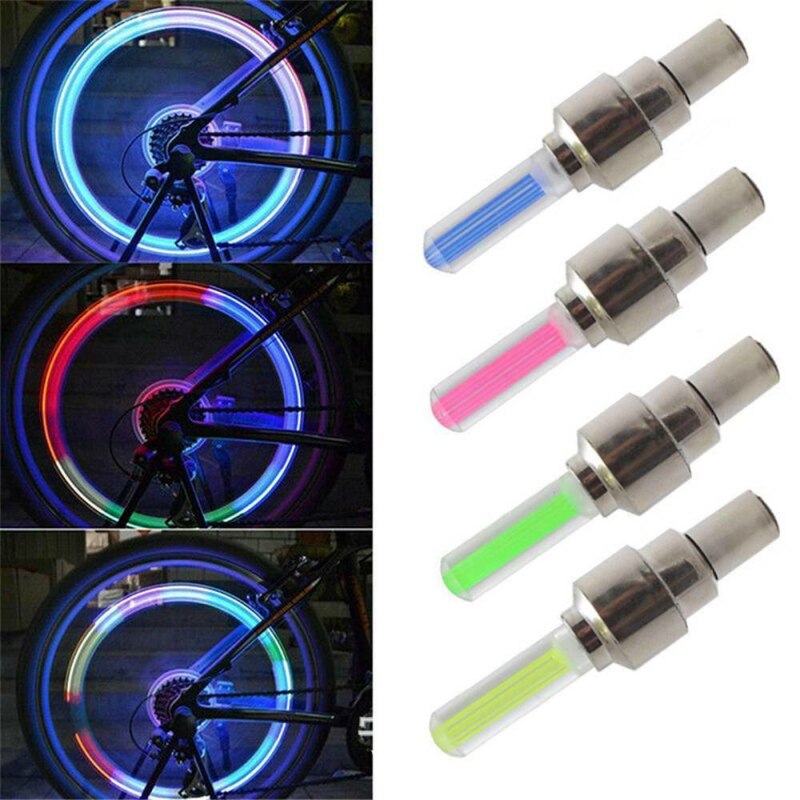 Luz LED para bicicleta, 2 uds., tapa de válvula de neumático, Flash para bicicleta de montaña, Ciclismo de Carretera, luces de rueda, cubierta de lámpara de LED neón