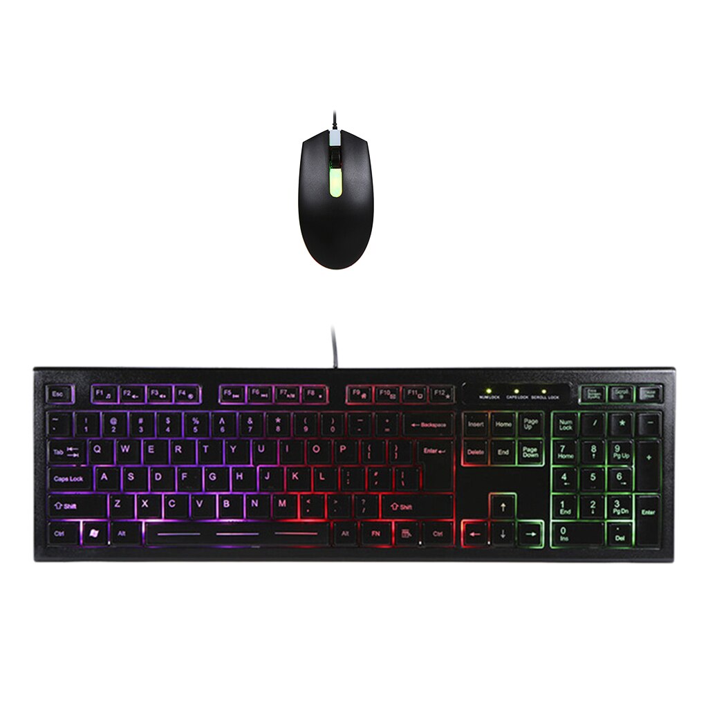 Rainbow Home Keyboard And Mouse Set LED Multi-Colored Backlight Keyboard
