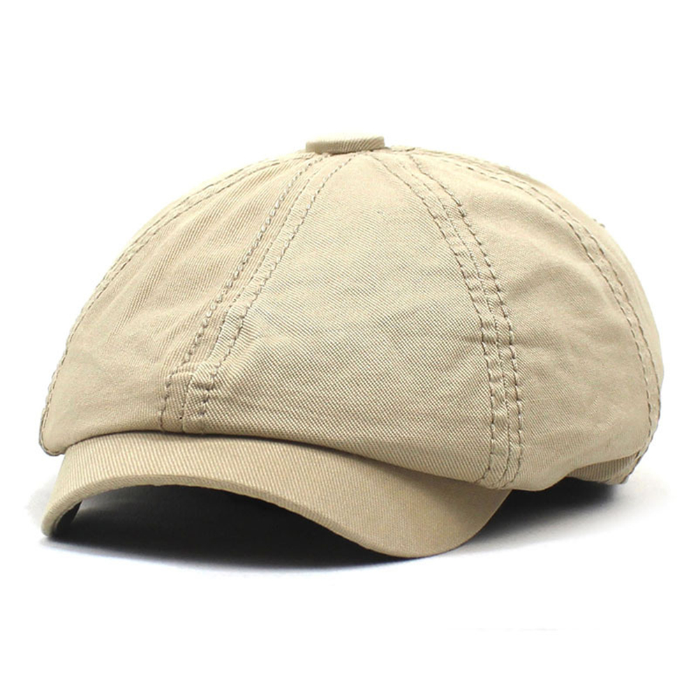 SHOWERSMILE Men Newsboy Cap British Style Brown Solid Octagonal Hat Cotton Men's Beret Casual Autumn Vintage Flat Cap
