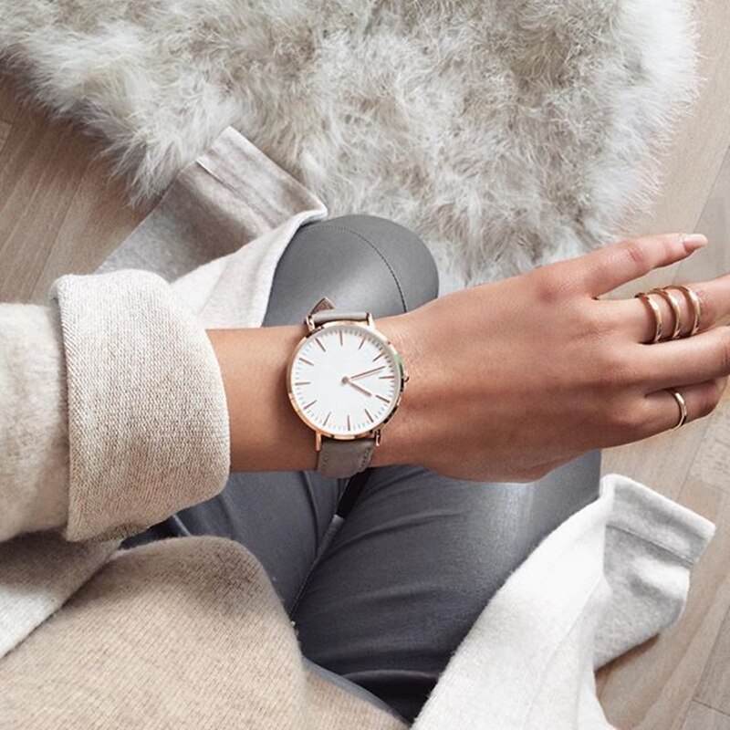 Mode Eenvoudige Lederen Dames Horloge Dames Mode Casual Wear Quartz Horloge Dames Klok Montre Femme Relojes Mujerwatch