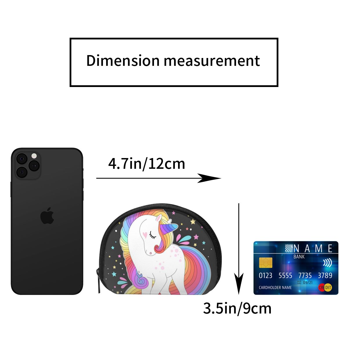 Kvinnor plånböcker dragkedja liten plånbok kort kreditkort myntväska kvinnlig vit enhörning med regnbåghår och stjärnor