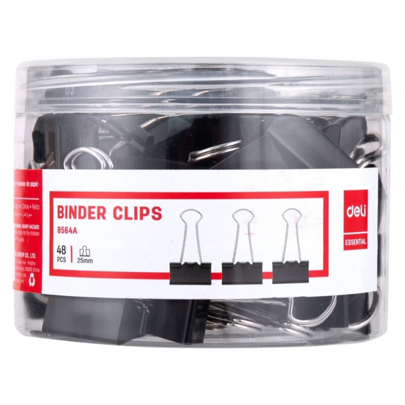 Deli Metal Binder Clips 15-51mm Sizes In Jar For Books Files Binding Stationery School Office Supplies Metal Paper Clip: 25mm