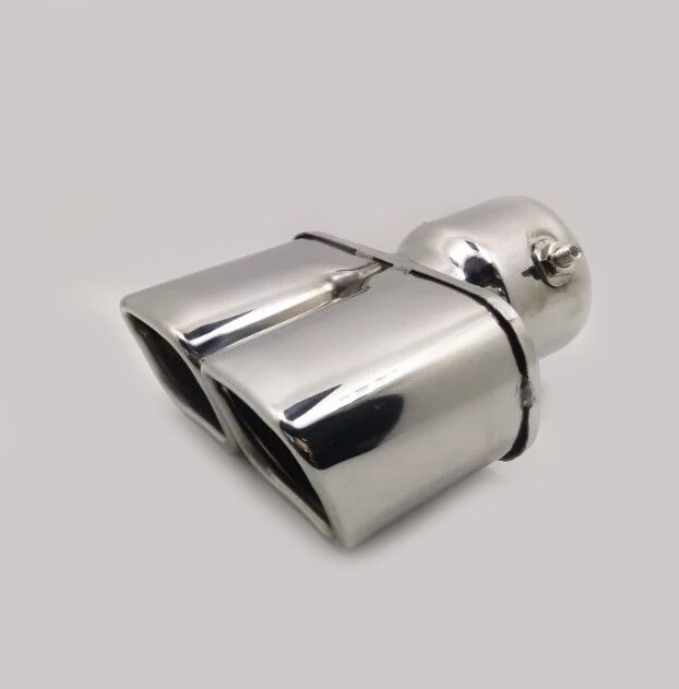 Brand New Universal Dual Neo Chrome Round Shaped Stainless Steel Car Exhaust Pipe Muffler Tip Trim Straight