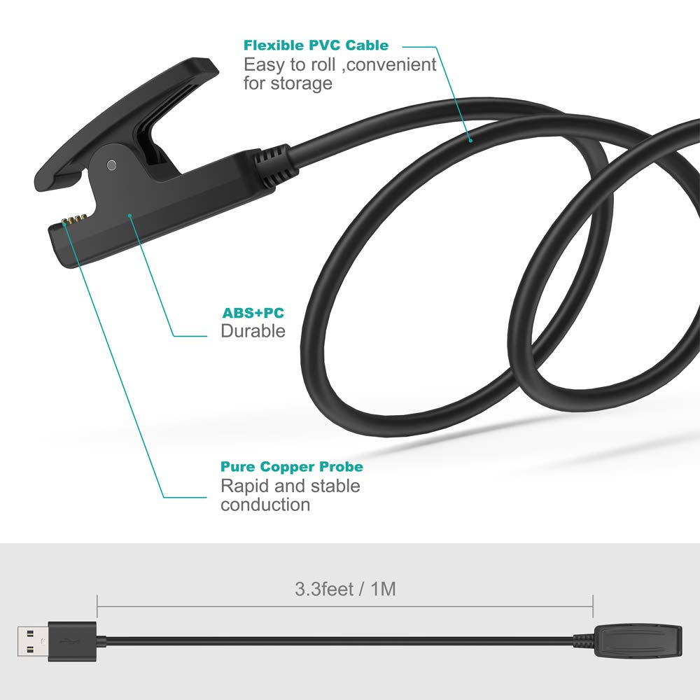 Ladekabel dataklemme holder oplader 5v til garmin forerunner 235 630 230 735xt 35/30 ur til vivomove hr/approach  s20