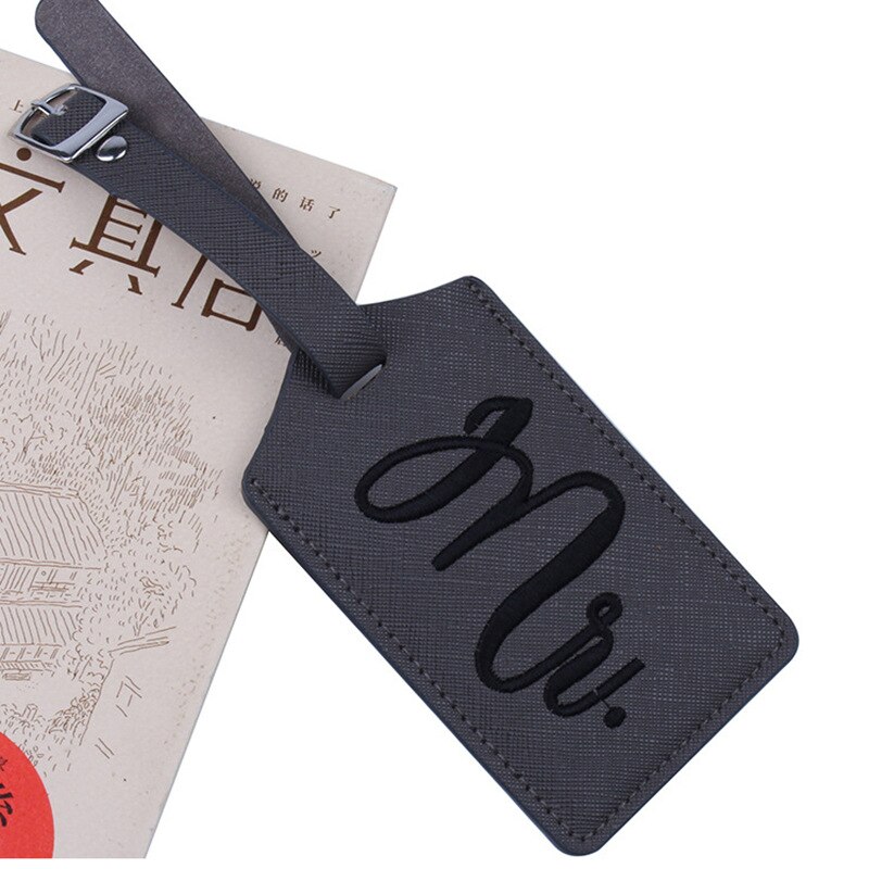 Valigia moda etichette per bagagli borsa pendente ricamo Mr &amp; Mrs accessori da viaggio nome ID indirizzo etichetta di invito VIP di nozze: Gray