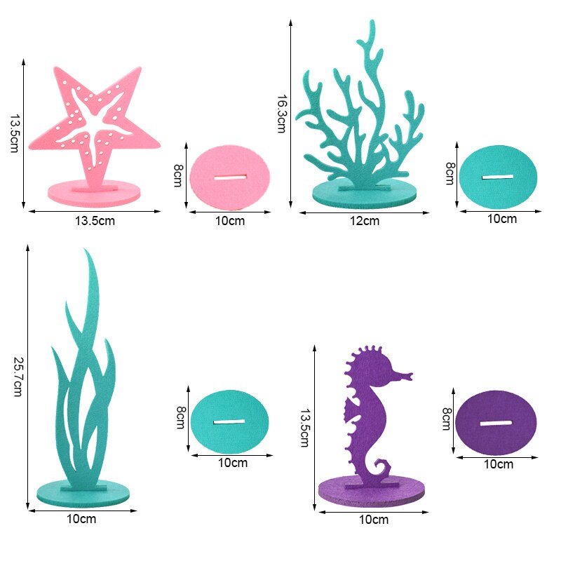 Mermaid Party Supplies Little Mermaid Decoration Seahorse Starfish Felt Table Ornament Girl Birthday Party Baby Shower Decor
