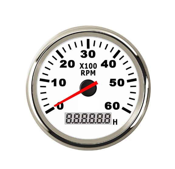 85mm Boat Tacho Sensor Marine Tacho Meter with LCD Hourmeter 3000 4000 6000 8000 RPM Marine Tachometer 12V/24V Red Backlight: WS 0-6KRPM