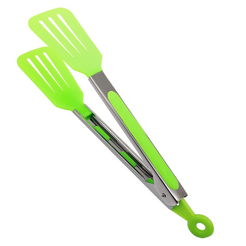 Nylon Non-Stick Kitchen Tongs Stainless Steel Barbecue Tongs Pizza Bread Steak BBQ Tong Clip Kitchen Accessories Kitchen Tools: Green
