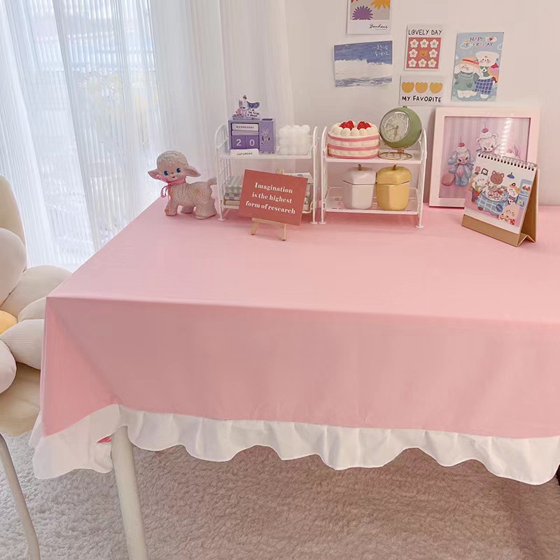 Retro Flower Print Tablecloth dining Table Cover INS Dining Desk Table Cloth with Lace Edge Party Banquet Tablecloths