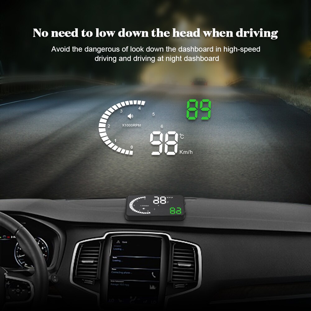 Car Head Up Display OBD2 HUD 3.5" LED Windscreen Projector OBD Scanner Speed Fuel Warning Alarm Data Diagnostic Tool